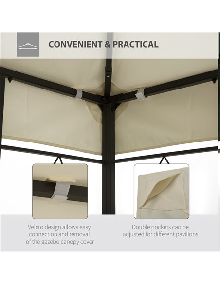 Outsunny 3x4m Gazebo Replacement Roof Canopy 2 Tier Top UV Cover Garden Patio Outdoor Sun Awning Shelters Cream (TOP ONLY) - pic 11309 | FastDaddyshop