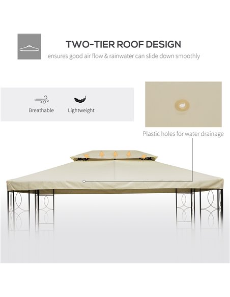 Outsunny 3x4m Gazebo Replacement Roof Canopy 2 Tier Top UV Cover Garden Patio Outdoor Sun Awning Shelters Cream (TOP ONLY) - pic 11310 | FastDaddyshop