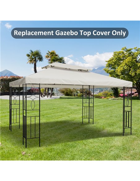 Outsunny 3x4m Gazebo Replacement Roof Canopy 2 Tier Top UV Cover Garden Patio Outdoor Sun Awning Shelters Cream (TOP ONLY) - pic 11312 | FastDaddyshop