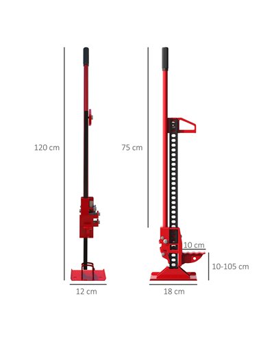 HOMCOM 3 Tonne Farm Jack, 48" High Lift Jack for 4x4 Tractors Trucks Agricultural Lifting, Red C20-059V00RD