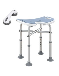 HOMCOM 39-51.5cm 'U' Seat Padded Shower Stool - Light Blue 712-063V00LB