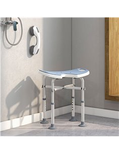 HOMCOM 39-51.5cm 'U' Seat Padded Shower Stool - Light Blue 712-063V00LB 2
