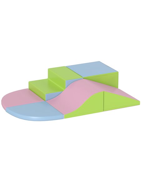 HOMCOM 6 Piece Soft Play Equipment for Kids Climb and Crawl, Pink 3D0-016V02MX - pic 113165 | FastDaddyshop