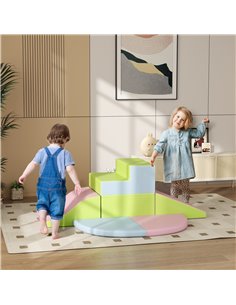 HOMCOM 6 Piece Soft Play Equipment for Kids Climb and Crawl, Pink 3D0-016V02MX 2