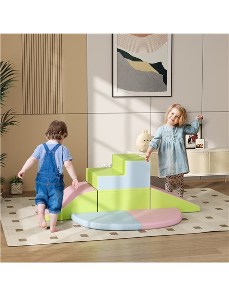 HOMCOM 6 Piece Soft Play Equipment for Kids Climb and Crawl, Pink 3D0-016V02MX - pic 113166 | FastDaddyshop