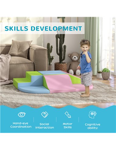 HOMCOM 6 Piece Soft Play Equipment for Kids Climb and Crawl, Pink 3D0-016V02MX
