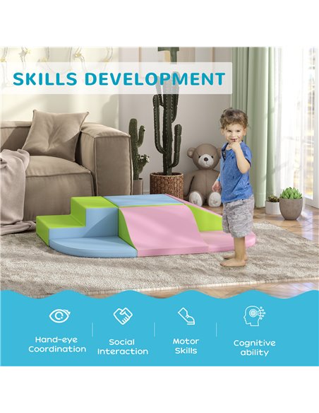 HOMCOM 6 Piece Soft Play Equipment for Kids Climb and Crawl, Pink 3D0-016V02MX - pic 113168 | FastDaddyshop