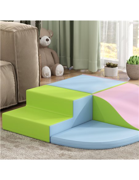 HOMCOM 6 Piece Soft Play Equipment for Kids Climb and Crawl, Pink 3D0-016V02MX - pic 113172 | FastDaddyshop