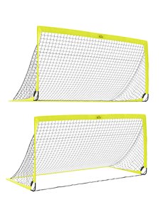 HOMCOM Two Football Goal Nets, Foldable Outdoor Sport Training Equipment, for Teens, Adults, with Carrying Bag, Yellow A62-015V0