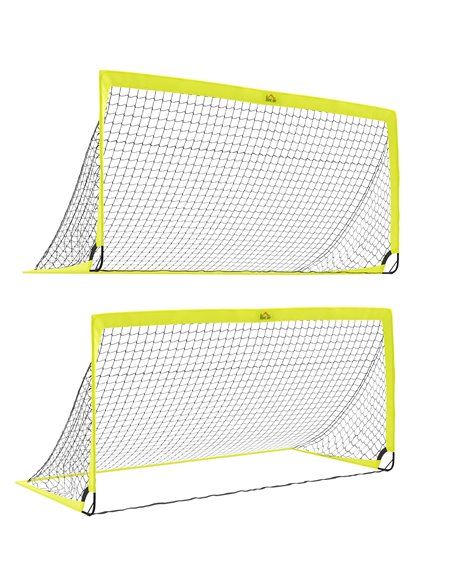 HOMCOM Two Football Goal Nets, Foldable Outdoor Sport Training Equipment, for Teens, Adults, with Carrying Bag, Yellow A62-015V0 - pic 113174 | FastDaddyshop