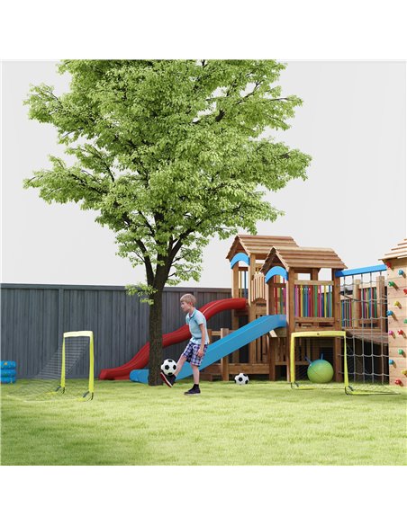 HOMCOM Two Football Goal Nets, Foldable Outdoor Sport Training Equipment, for Teens, Adults, with Carrying Bag, Yellow A62-015V0 - pic 113175 | FastDaddyshop