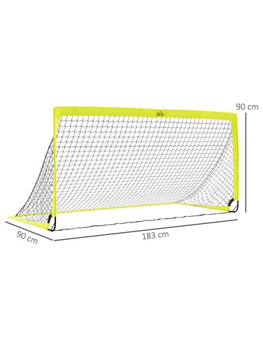 HOMCOM Two Football Goal Nets, Foldable Outdoor Sport Training Equipment, for Teens, Adults, with Carrying Bag, Yellow A62-015V0