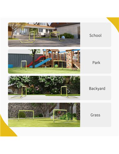 HOMCOM Two Football Goal Nets, Foldable Outdoor Sport Training Equipment, for Teens, Adults, with Carrying Bag, Yellow A62-015V0