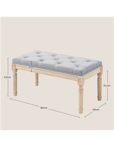 HOMCOM Vintage Wooden Bed End Bench - Light Grey 838-160V70LG