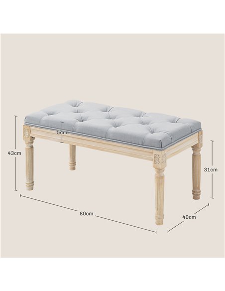 HOMCOM Vintage Wooden Bed End Bench - Light Grey 838-160V70LG - pic 113194 | FastDaddyshop