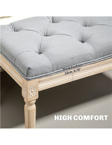 HOMCOM Vintage Wooden Bed End Bench - Light Grey 838-160V70LG