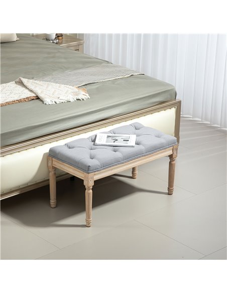 HOMCOM Vintage Wooden Bed End Bench - Light Grey 838-160V70LG - pic 113198 | FastDaddyshop
