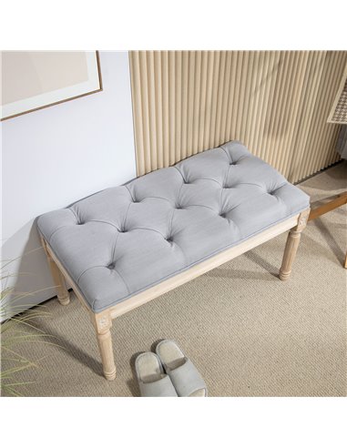 HOMCOM Vintage Wooden Bed End Bench - Light Grey 838-160V70LG
