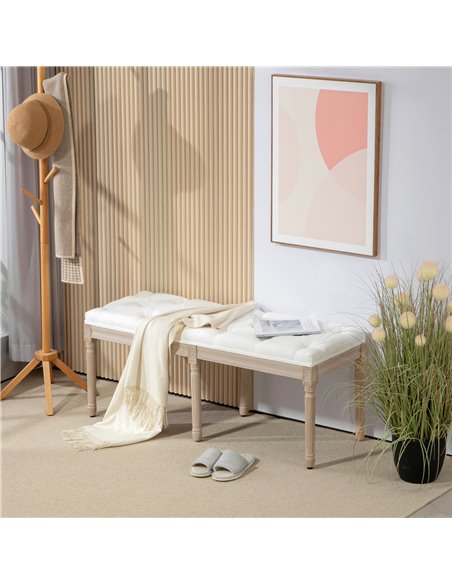 HOMCOM Vintage French Look Bed End Bench - Cream White 831-733V70CW - pic 113202 | FastDaddyshop