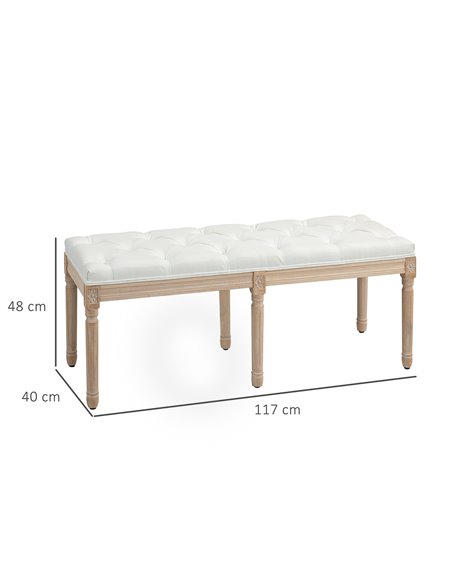 HOMCOM Vintage French Look Bed End Bench - Cream White 831-733V70CW - pic 113203 | FastDaddyshop