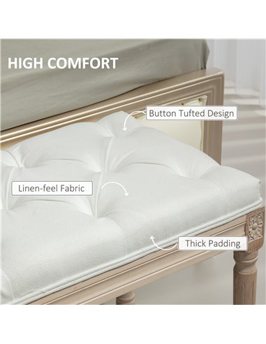 HOMCOM Vintage French Look Bed End Bench - Cream White 831-733V70CW