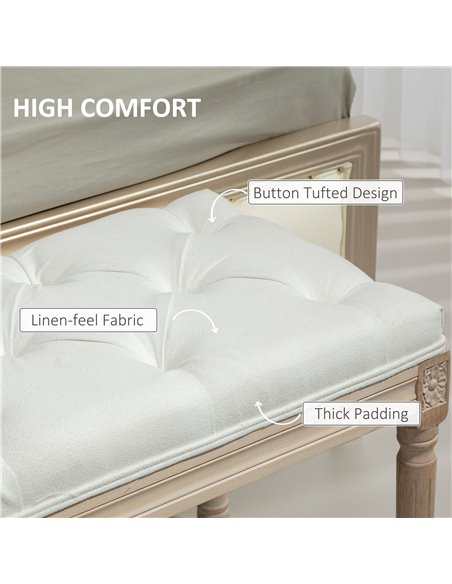 HOMCOM Vintage French Look Bed End Bench - Cream White 831-733V70CW - pic 113204 | FastDaddyshop
