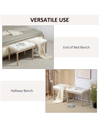 HOMCOM Vintage French Look Bed End Bench - Cream White 831-733V70CW