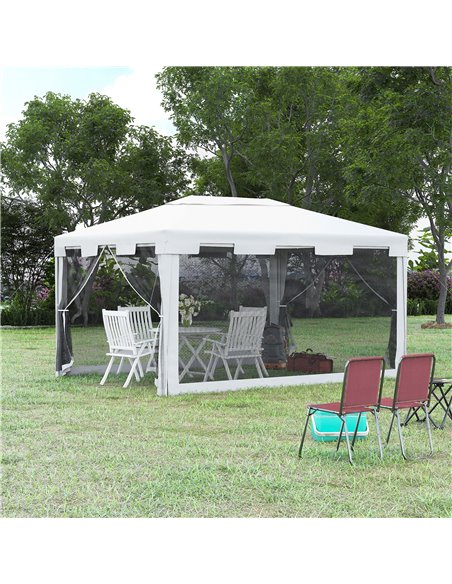 Outsunny 4x3 m Waterproof Gazebo W/Mesh Sides-White/Black - pic 11321 | FastDaddyshop