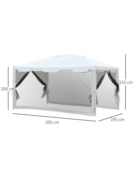 Outsunny 4x3 m Waterproof Gazebo W/Mesh Sides-White/Black - pic 11322 | FastDaddyshop