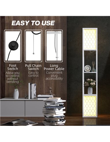 HOMCOM Duo Light Floor Shelves - White B31-321V70WT