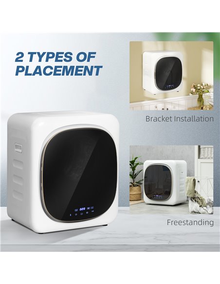 HOMCOM 4kg Vented Tumble Dryer with Deodorize, Smart Mode, 800W Compact Tumble Dryer with Stainless Steel Tub, Front Load, for F - pic 113235 | FastDaddyshop