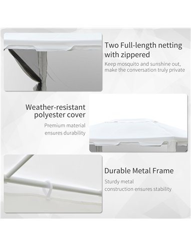 Outsunny 4x3 m Waterproof Gazebo W/Mesh Sides-White/Black