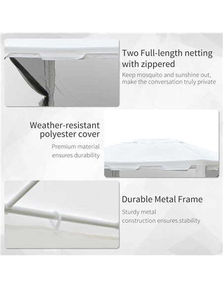 Outsunny 4x3 m Waterproof Gazebo W/Mesh Sides-White/Black - pic 11325 | FastDaddyshop
