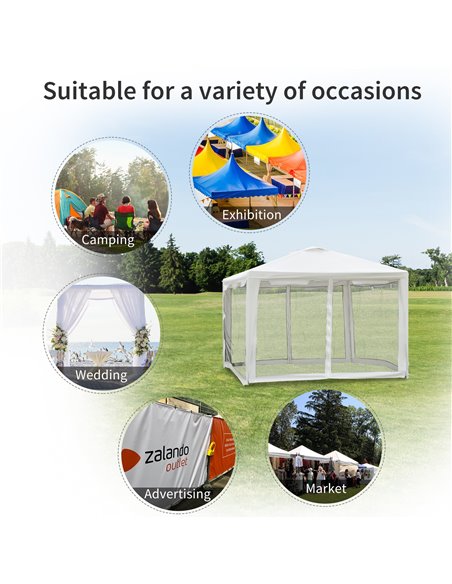 Outsunny 4x3 m Waterproof Gazebo W/Mesh Sides-White/Black - pic 11326 | FastDaddyshop