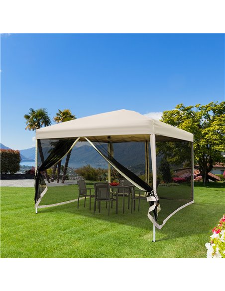 Outsunny 3x3m Pop Up Gazebo W/ Mesh Walls-Tan    - pic 11329 | FastDaddyshop