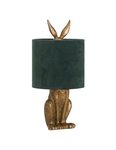 Hill Interiors Antique Gold Hare Table Lamp With Green Velvet Shade 20696