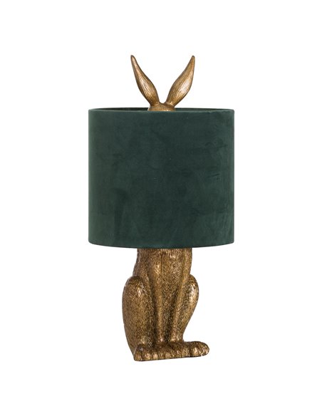 Hill Interiors Antique Gold Hare Table Lamp With Green Velvet Shade 20696 - pic 113296 | FastDaddyshop