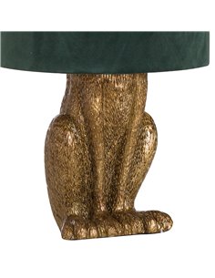 Hill Interiors Antique Gold Hare Table Lamp With Green Velvet Shade 20696 2