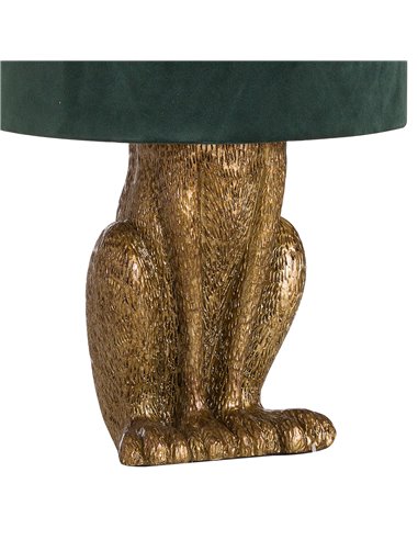 Hill Interiors Antique Gold Hare Table Lamp With Green Velvet Shade 20696