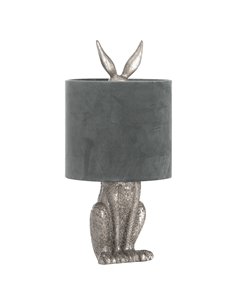 Hill Interiors Silver Hare Table Lamp With Grey Velvet Shade 20697