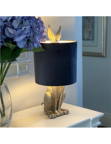 Hill Interiors Silver Hare Table Lamp With Grey Velvet Shade 20697