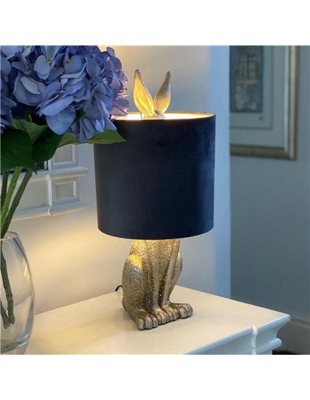 Hill Interiors Silver Hare Table Lamp With Grey Velvet Shade 20697 - pic 113304 | FastDaddyshop