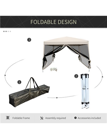 Outsunny 3x3m Pop Up Gazebo W/ Mesh Walls-Tan    - pic 11331 | FastDaddyshop