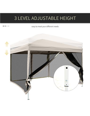 Outsunny 3x3m Pop Up Gazebo W/ Mesh Walls-Tan   