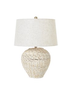 Hill Interiors White Wash Wicker Table Lamp With Linen Shade 23724