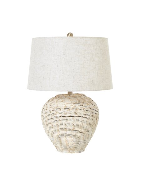 Hill Interiors White Wash Wicker Table Lamp With Linen Shade 23724 - pic 113349 | FastDaddyshop