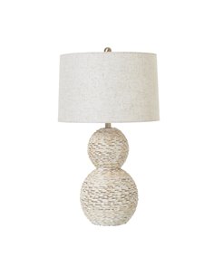 Hill Interiors White Wash Wicker Globe Table Lamp With Linen Shade 23725