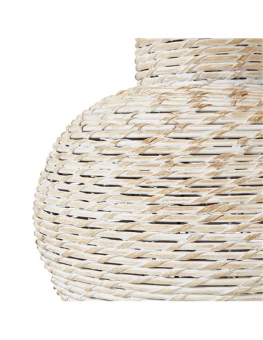Hill Interiors White Wash Bulbous Wicker Table Lamp With Linen Shade 23726