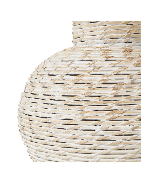 Hill Interiors White Wash Bulbous Wicker Table Lamp With Linen Shade 23726 - pic 113359 | FastDaddyshop