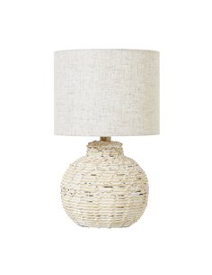 Hill Interiors White Wash Small Bulbous Wicker Table Lamp With Linen Shade 23727